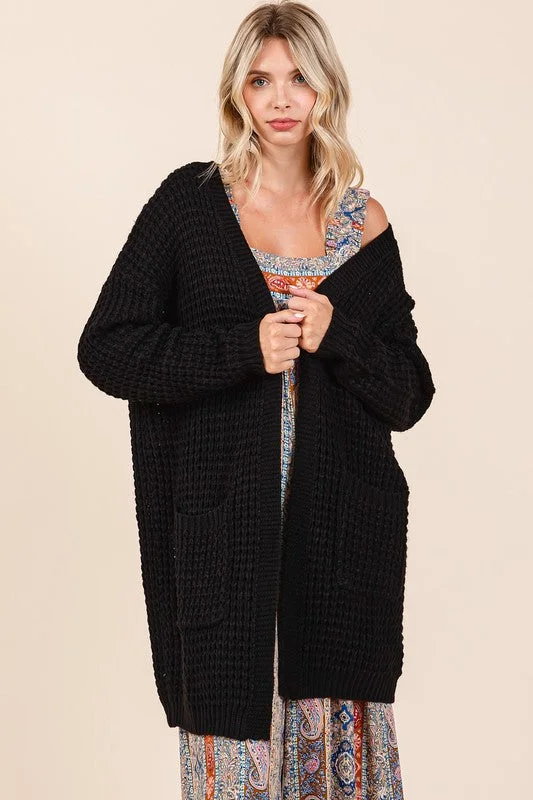Mittoshop Open Front Long Sleeve Longline Cardigan Sporty Women's Tennis