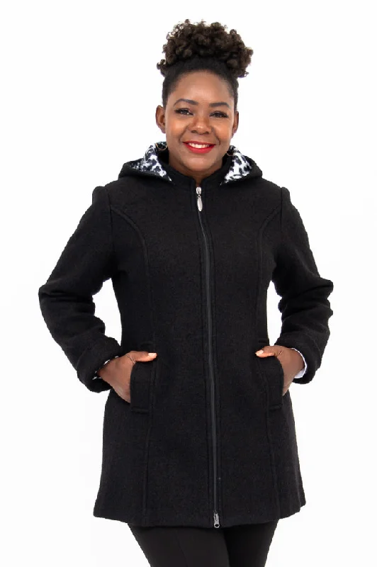 Pender Coat, Black, Wool Sporty Women's Athleisure 