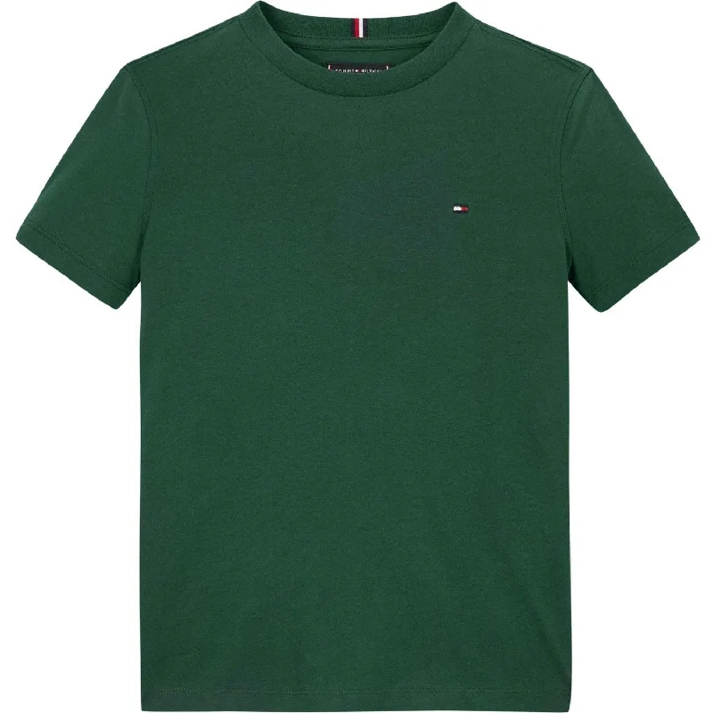 Tommy Hilfiger Ornamental Green Essential Cotton Reg Fit T-Shirt Laid - back Women's Style