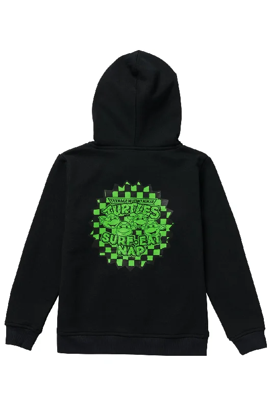 Seaesta Surf x Teenage Mutant Ninja Turtles® / Surf Eat Nap Turtles / Youth Black Zipper Hoodie Bohemian Women's Free