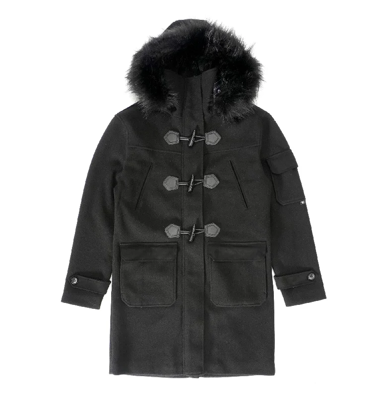 F1330 Maurice Wool Long Jacket w/ Fur- Black Bohemian Women's Free