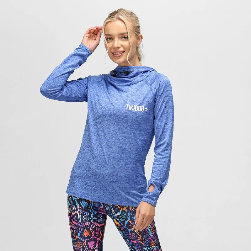 Sky Blue Cowl Neck Hoodie Tough Women's Military - inspired