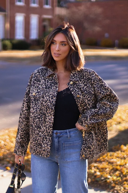 Taupe Leopard Print Oversized Jacket - FINAL SALE Elegant Women's Formal 