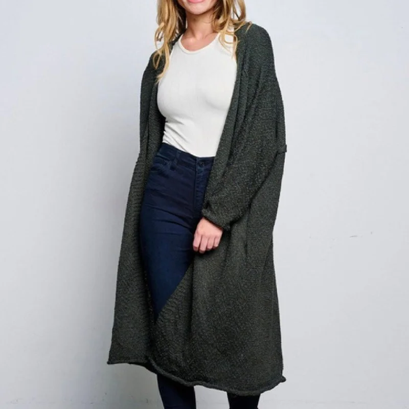 Angeline Marl Knit Long Sleeve Longline Cardigan Geometric