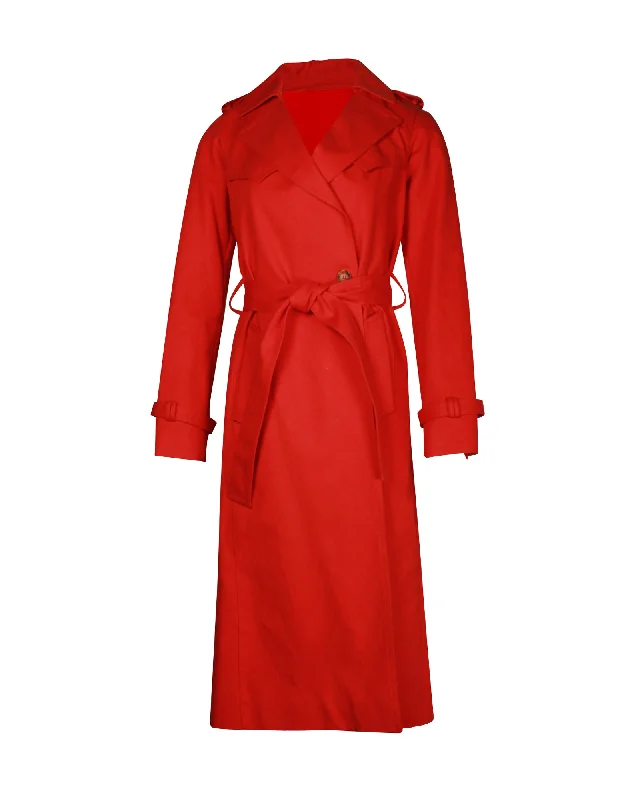 Maje Goldie Trench Coat in Red Cotton Cool Women's Distressed
