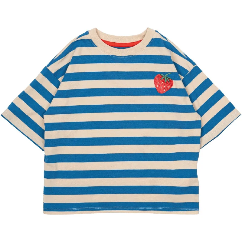 The New White Swan Striped Nanny Oversize T-Shirt Sleek Women's Metallic