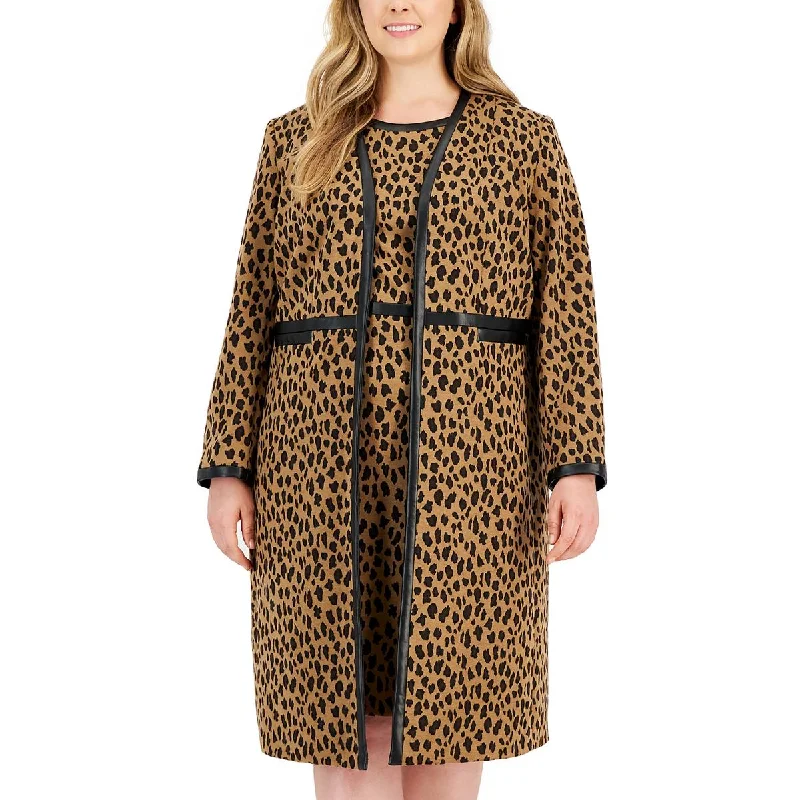 Plus Womens Animal Print Long Long Coat Refined Women's 