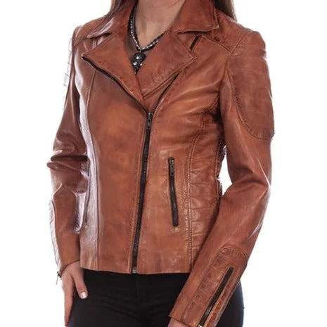 Scully Women's Brown Leather Motorcycle Jacket Sporty Women's Tennis