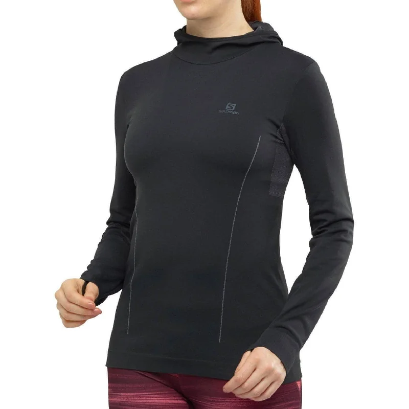 Salomon Comet Seamless Womens Running Hoody - Black Rugged Women's Outdoor 