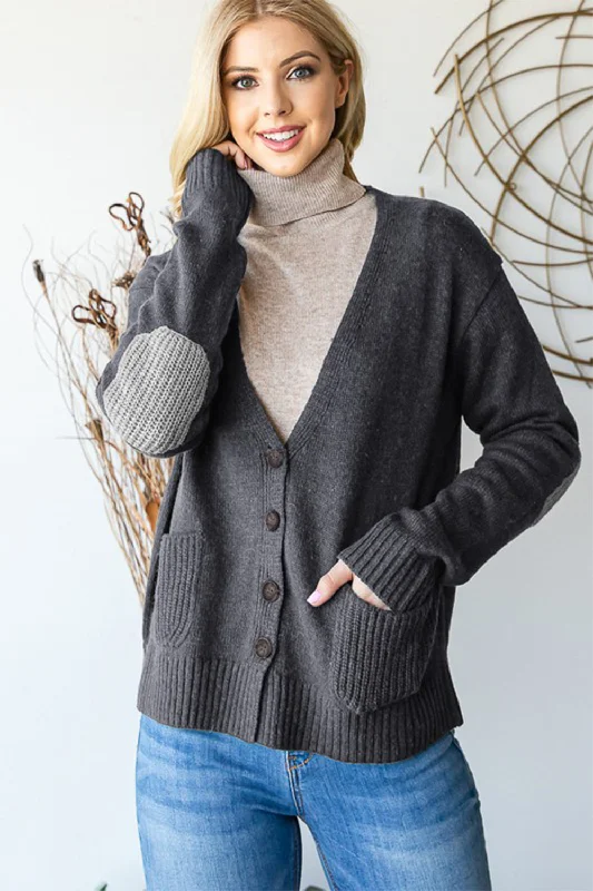 Heimish Full Size Long Sleeve V Neck Button Down Cardigan Artistic Women's Avant - 