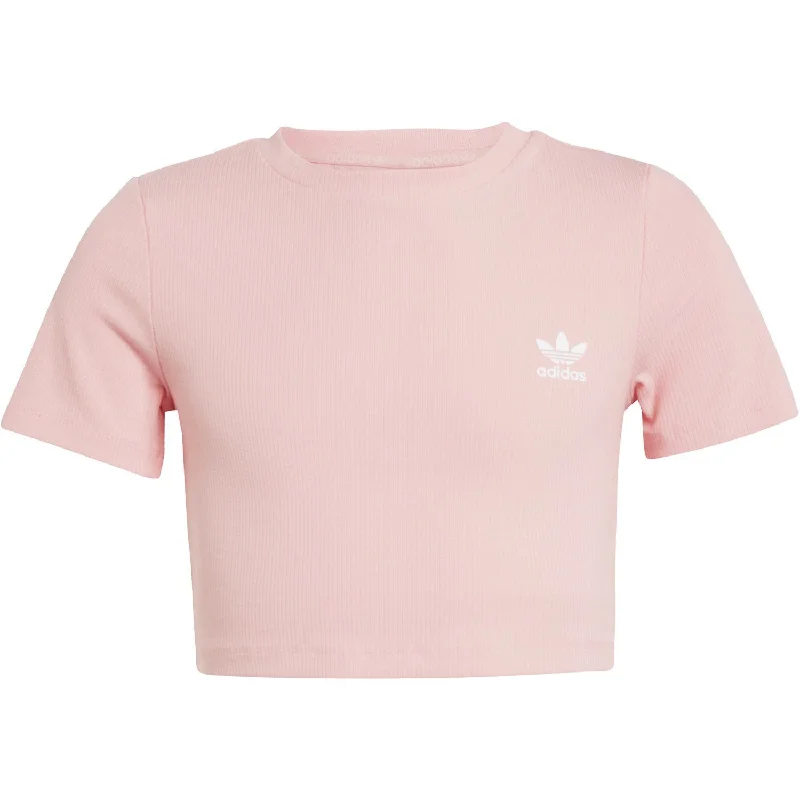 adidas Originals Semi Pink Spark Rib Crop T-shirt Monochromatic Office Style