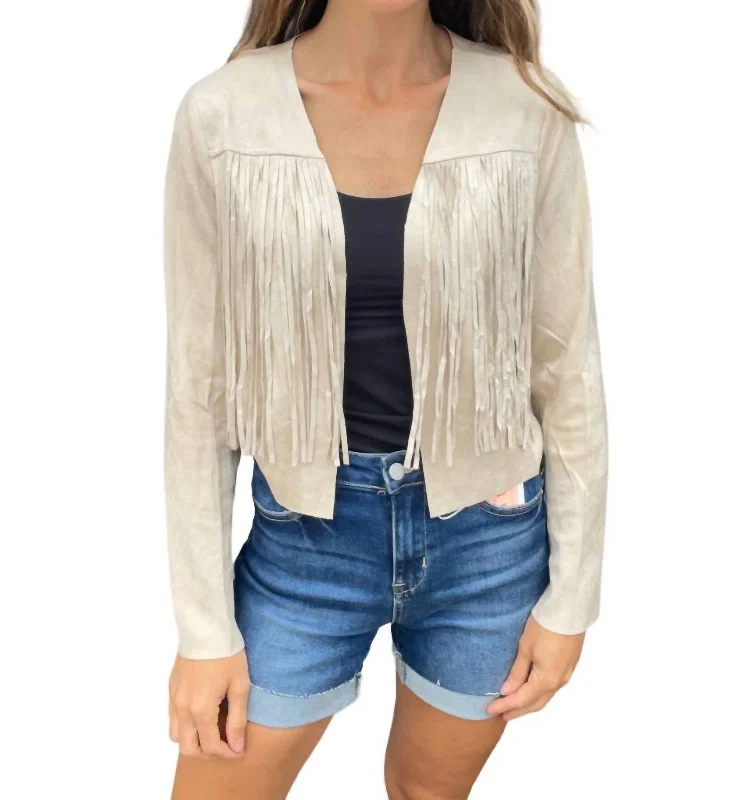 Western Fringe Suede Jacket In Natural Bohemian Women's Free