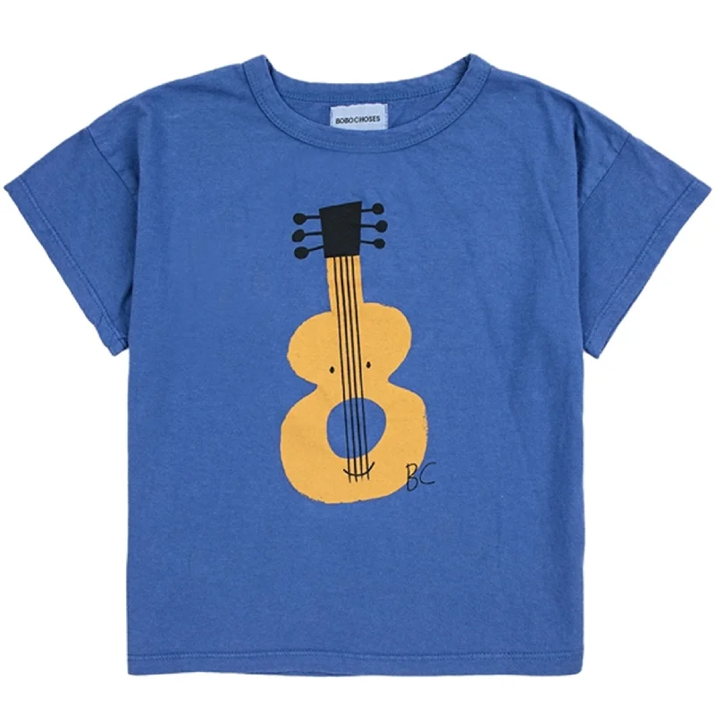 Bobo Choses Acoustic Guitar T-Shirt Navy Blue Cool Women's Distressed