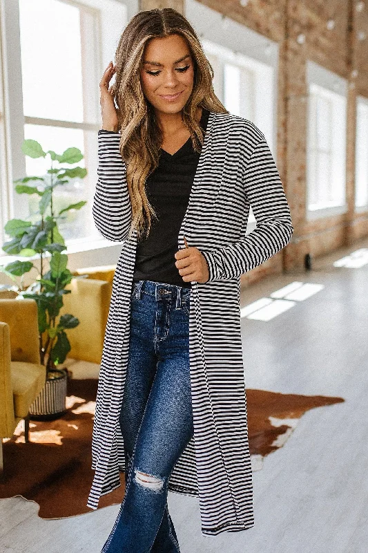 Jemma Striped Long Cardigan | S-XL Scandinavian