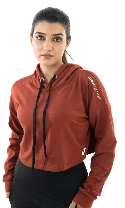 Woody Brown Cozy Cropped Hoodie Sustainable Organic