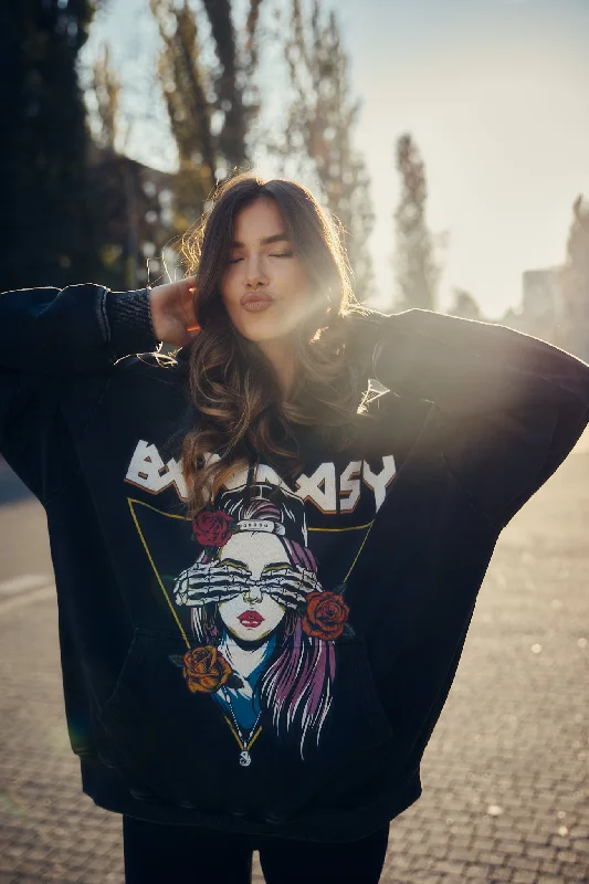 BLINDED BY BANDASY OVERSIZED HOODIE DENIM BLACK Modern Women's Tech