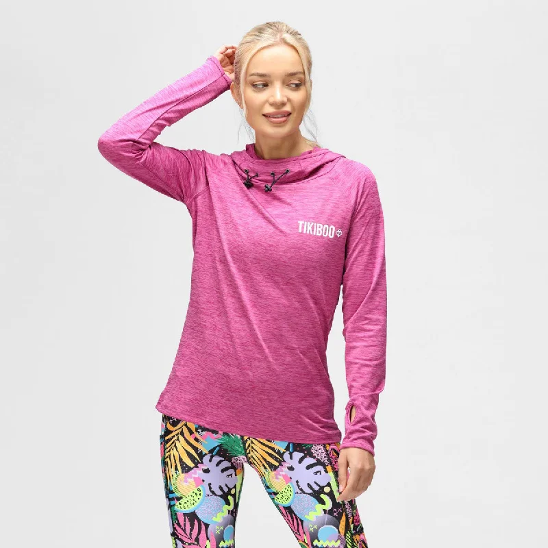 Raspberry Cowl Neck Hoodie Casual Women's Loose - fitting