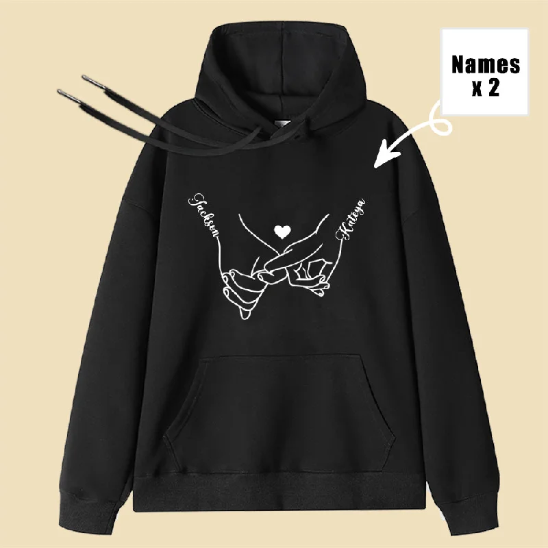 Couple Holding Hands Print Love Hoodie Customized Name Cashmere