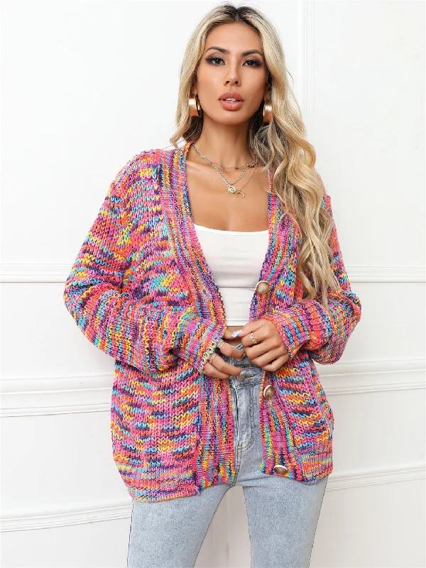 Button Up Dropped Shoulder Cardigan Monochromatic All - in - one