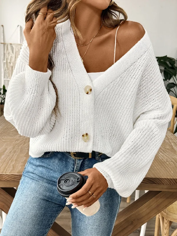 V-Neck Button Up Long Sleeve Cardigan performance