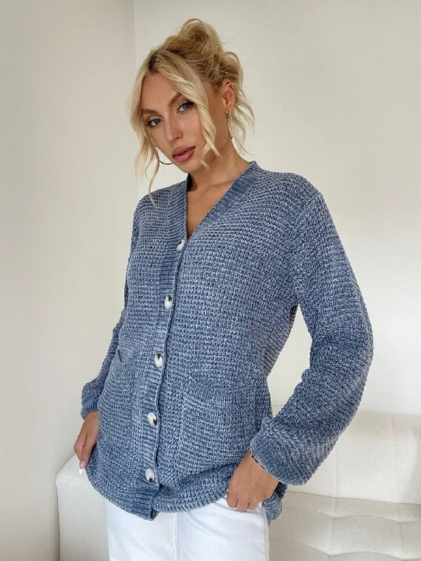 Pocketed V-Neck Button Up Cardigan performance