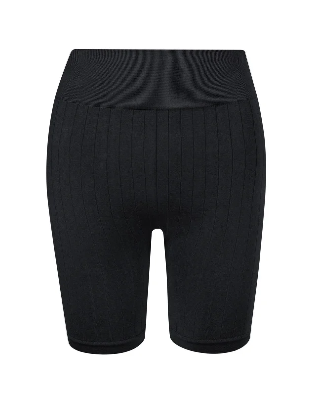 FLUID Flat Ribbed Shorts | Black Sharp Women's Italian
