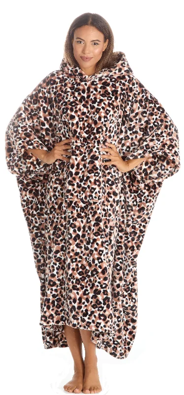 Huggable Hoodie Oversized Wearable Blanket Womens Fleece Hoody - Leopard Australian Beach