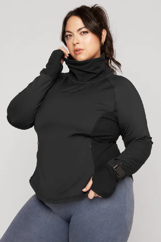 Chasing Pavements Mockneck Pullover - Black Classic Women's Tweed