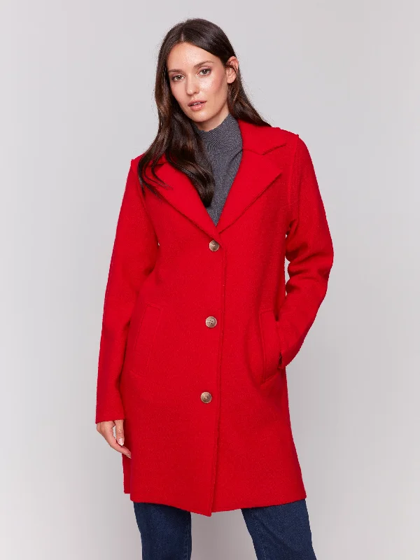 Long Boiled Wool Coat - Cranberry Street