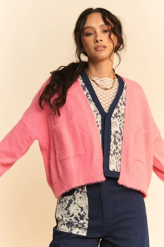 Davi & Dani Open Front Drop Shoulder Cardigan Laid - back Women's Vibe
