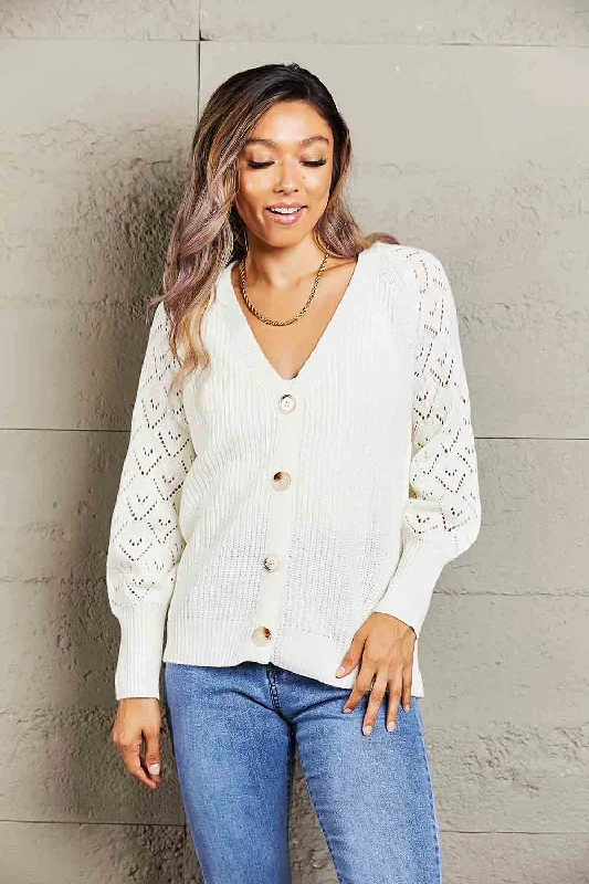 Rib-Knit Plunge Raglan Sleeve Cardigan Modern Women's 