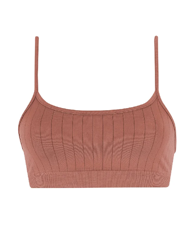 FLAT RIBBED SINCERE Bikini Bra Top | Rusty Pink Elegant Women's Formal 
