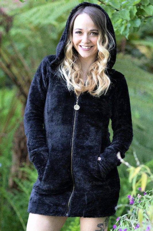 Jewel Faux Fur Hoodie Dress Vintage Women's 1970S 