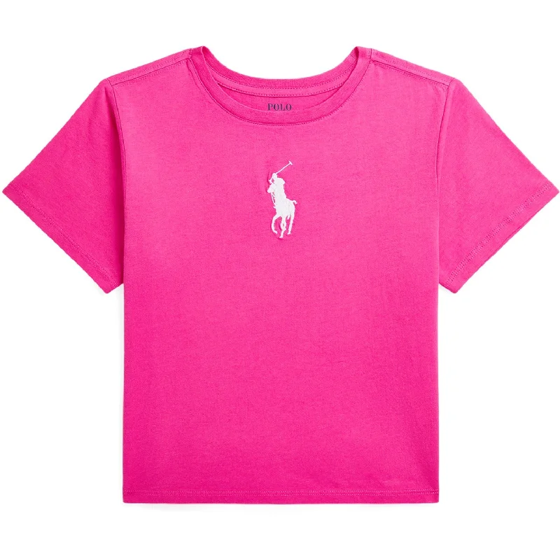 Polo Ralph Lauren Belmont Pink W/ C1750 White Girl T-Skjorte Sporty Women's Tennis