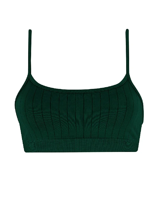 FLAT RIBBED SINCERE Bikini Bra Top | Dark Green Bold Women's Animal Print