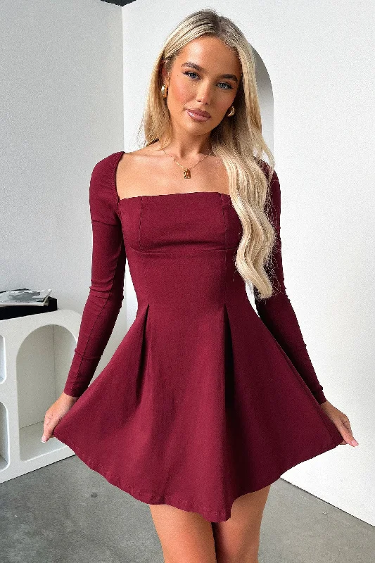 Tabitha Mini Dress - Burgundy Adventure