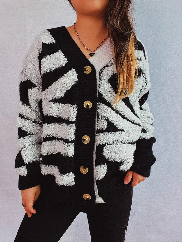 Contrast Button Up Long Sleeve Cardigan purpose