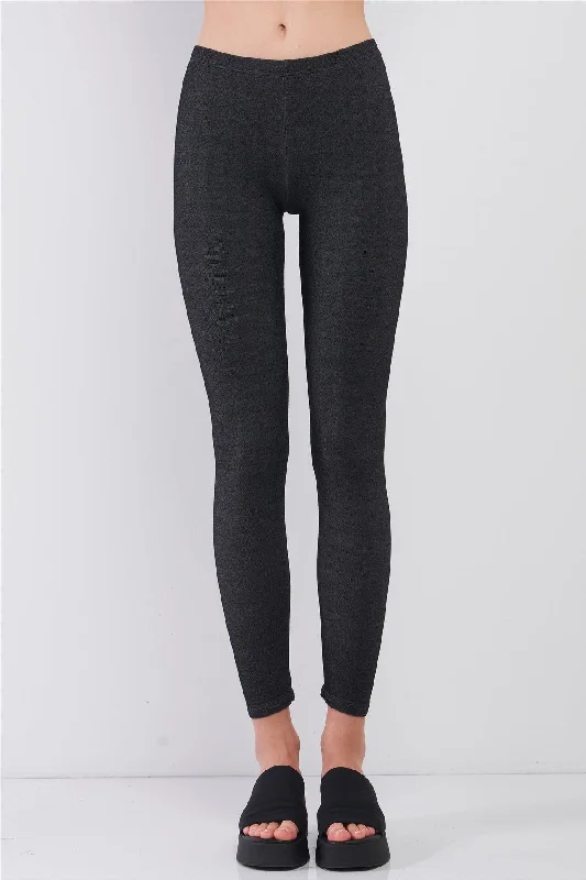 Washed Black Skinny Fit Yoga Workout Leggings Sustainable Organic