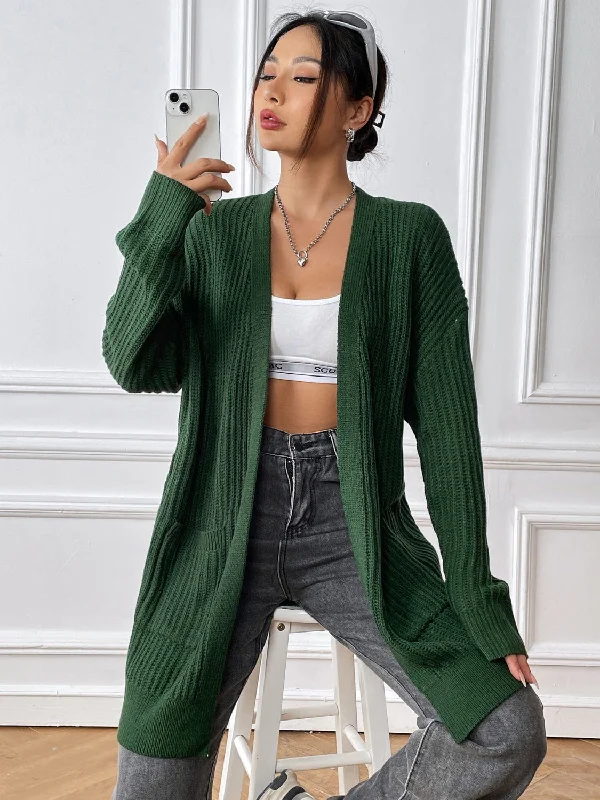Open Front Long Sleeve Cardigan Sleek Women's 