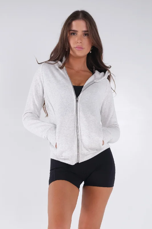 Power Zip Up Hoodie - Grey Marl Edgy Women's Punk