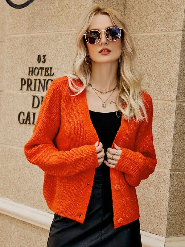 Dropped Shoulder Button Up Cardigan Refined Women's Velvet