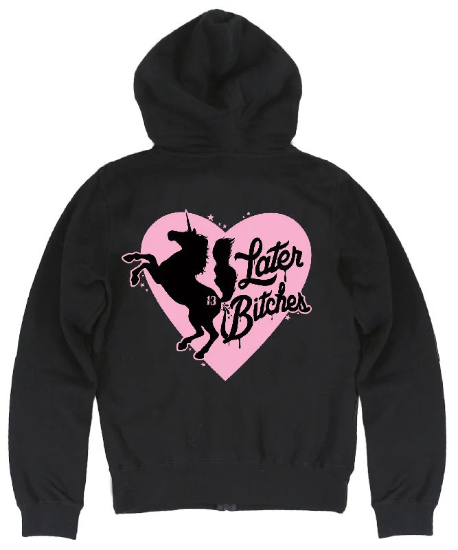 The LATER BITCHES Full Zip Lightweight Hoodie **NEW** Luxurious Women's High -  end