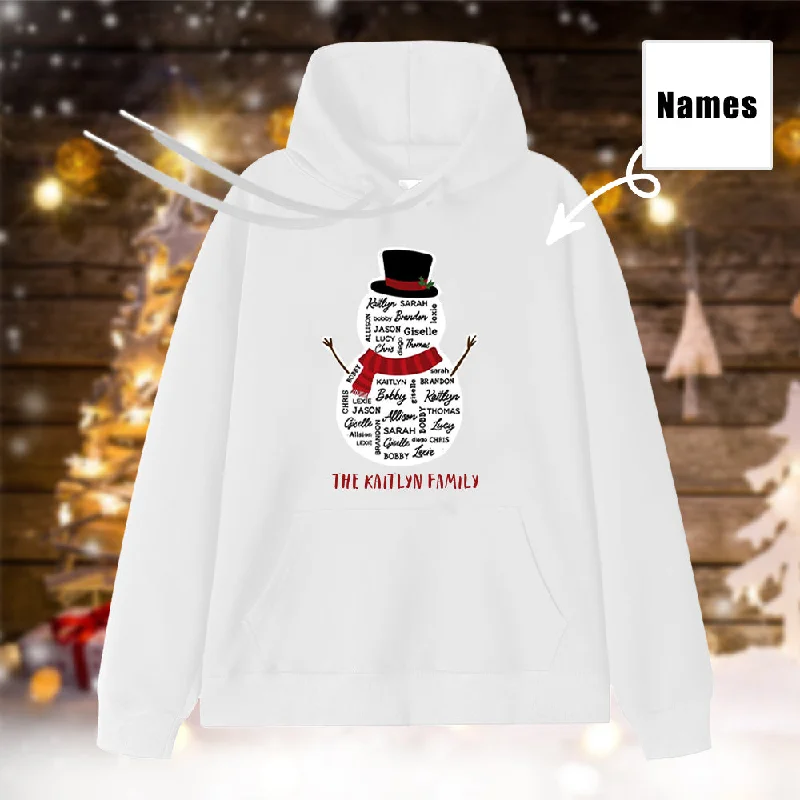 Custom Family Name Hoodies Personalized Christmas Snowman Sweatshirt Sporty Women's Tennis