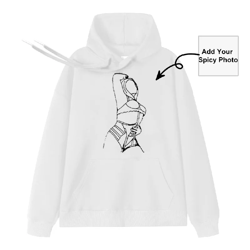 4FunGift® Add Your Spicy Photo Custom Line Drawing Hoodie Earthy Women's Hemp - based 4FunGift® Add Your Spicy Photo Custom Line Drawing Hoodie Earthy Women's Hemp - based