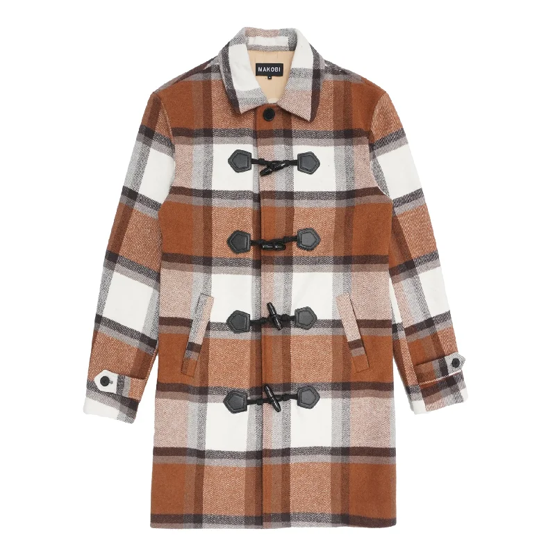 M4045 Renzo Wool Plaid Coat - Natural Compression