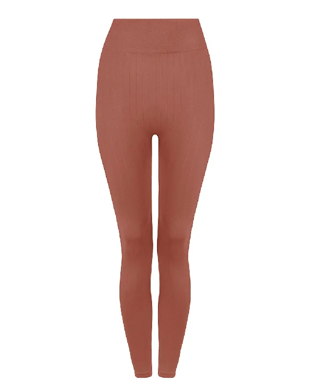 NOURISH Flat Ribbed Leggings | Rusty Pink Traditional Women's 