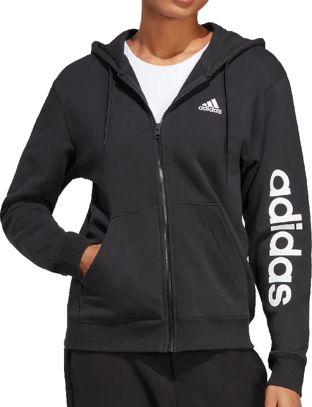 adidas Essentials Linear French Terry Womens Full Zip Hoody - Black Stylish Women's Tropical 