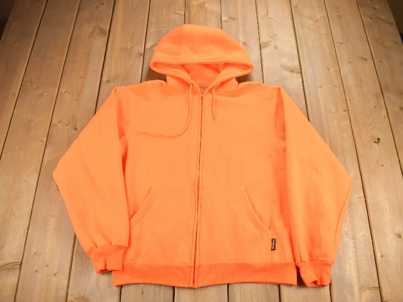 Vintage 1990s Blank Orange Zip Up Hoodie Youthful Women's Pop