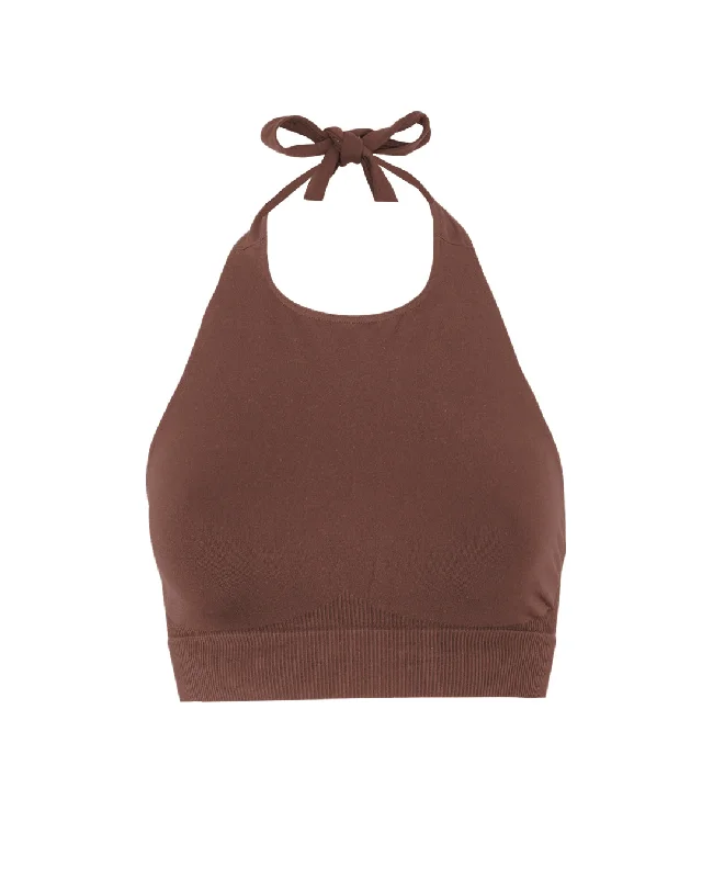 REVITALISED Halterneck Top | Maroon Preppy Women's College