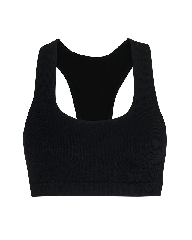 RIBBED ELATED Bra Top | Black Elegant Women's 